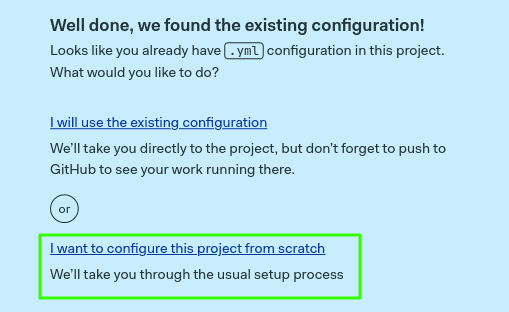 Choose to start a new pipeline from scratch