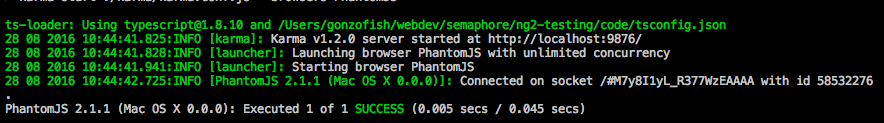First unit test output