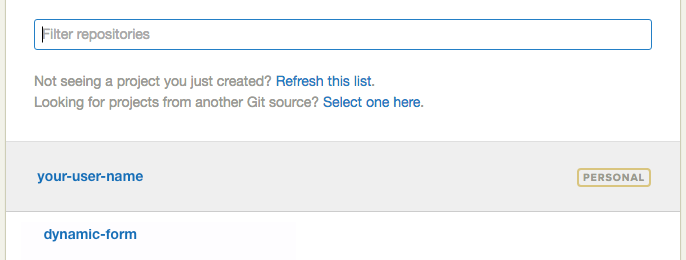 Select project repository